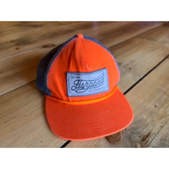 Fish Pond Fly Fishing Co Trucker Snap back hat. Orange. Grey. Unisex. Adjustable - Picture 1 of 6